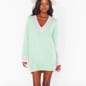 Show Me Your MuMu Mint Green and Pink Sweater Dress